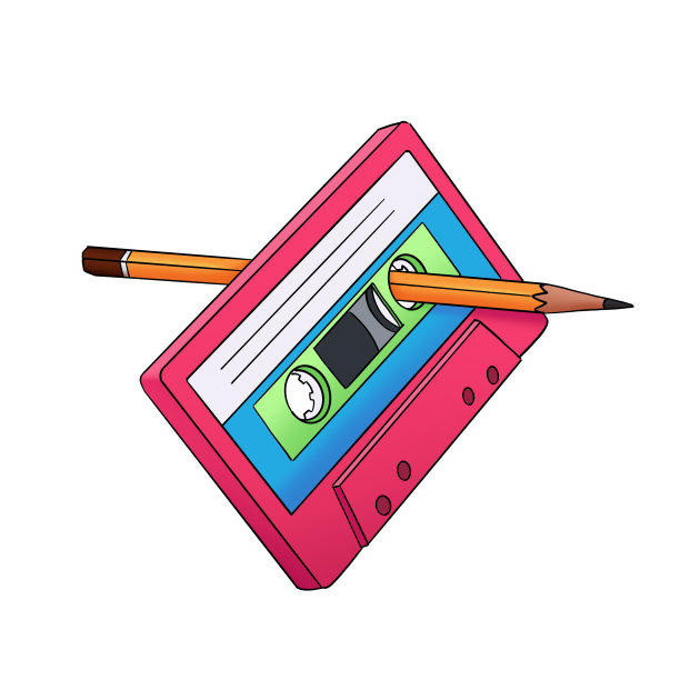 一盒带铅笔的磁带图片下载
