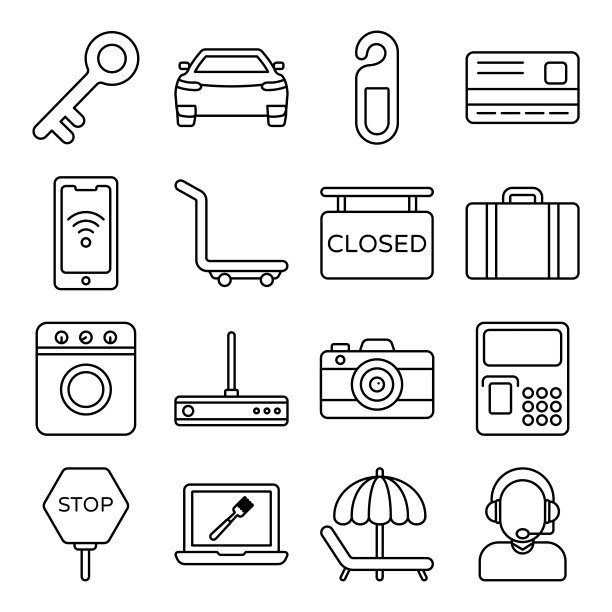 酒店配件系列图标包图片下载