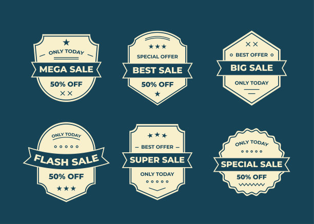 一套徽章或标志设计元素集合图片下载