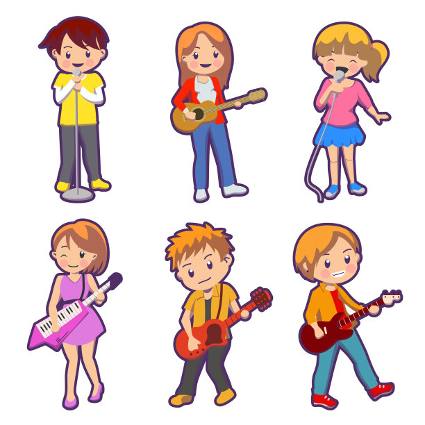 音乐家和歌手卡通人物集合图片下载