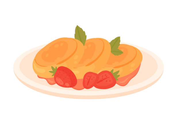 早餐盘上有草莓煎饼图片下载