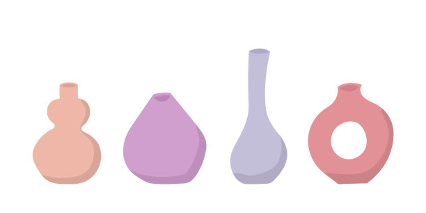 一套手绘彩色花瓶图片下载