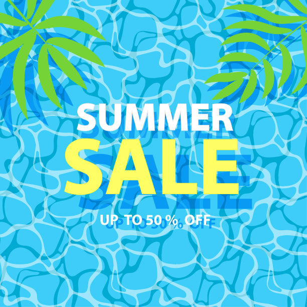夏季特卖横幅上的水背景矢量图片下载