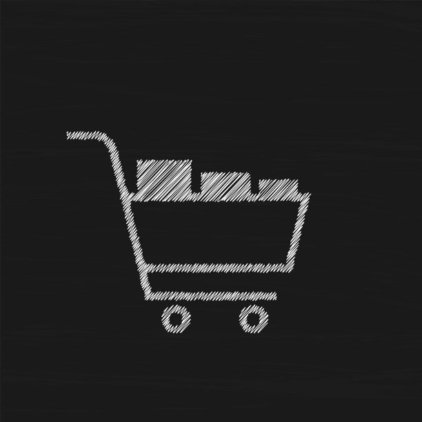 购物车白色素描矢量图标。篮子经营理念图片下载