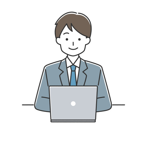 一个年轻商人操作电脑的插图图片下载