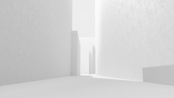 抽象的背景。白色房间方形形状重叠。最小的思想概念。图片下载