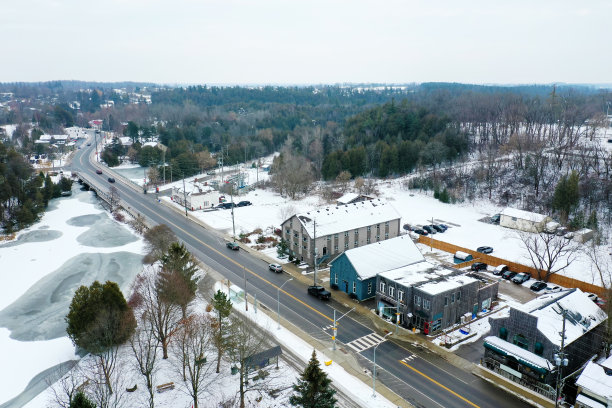 冬天加拿大安大略省洛克伍德的鸟瞰图图片下载