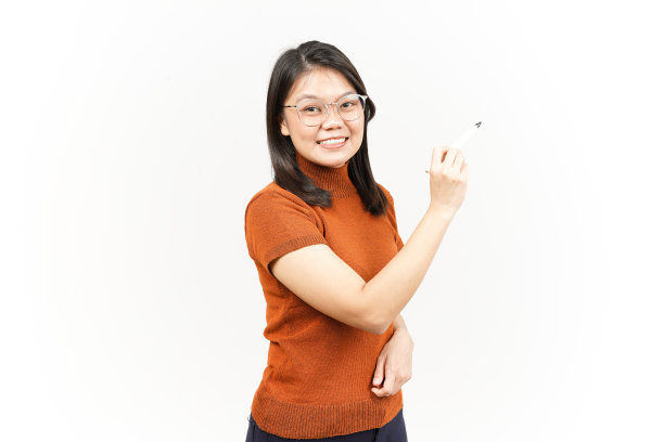 《白种人背景下孤立的亚洲美女》的在线教学图片下载