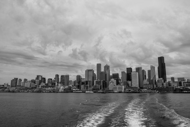 黑白的西雅图天际线图片下载