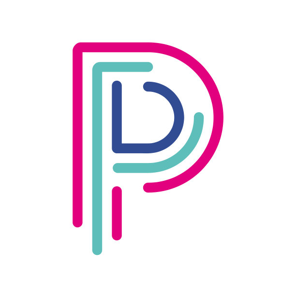 抽象字母P线彩色线形标志。图片下载