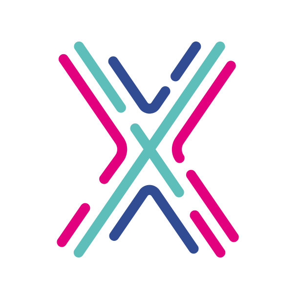 抽象字母X线彩色线形标志。图片下载