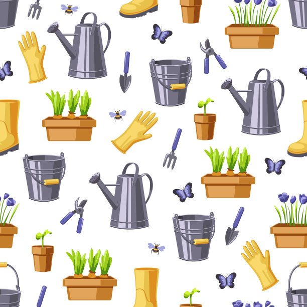 图案与花园项目，蝴蝶和鲜花图片下载