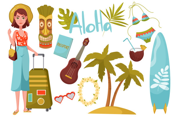 旅游主题元素集图片下载