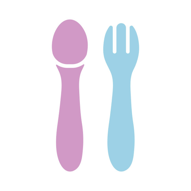 勺子和叉子的婴儿矢量字形图标图片下载