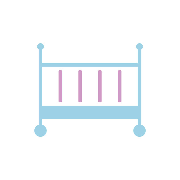 经典木制婴儿床矢量字形图标图片下载