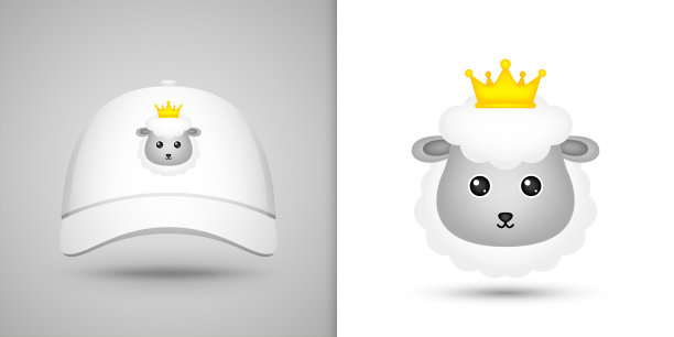 白色棒球帽上的羊头图片下载