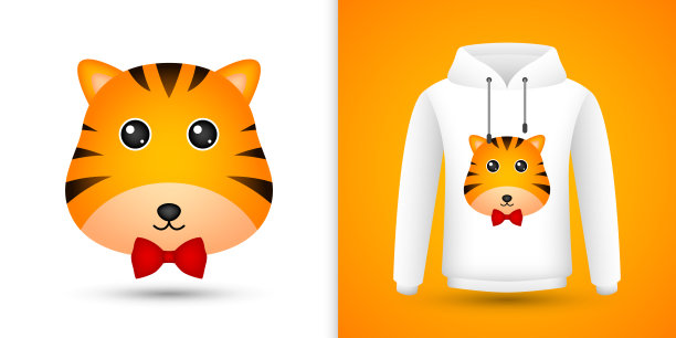 白色运动衫连帽衫上的老虎头图片下载