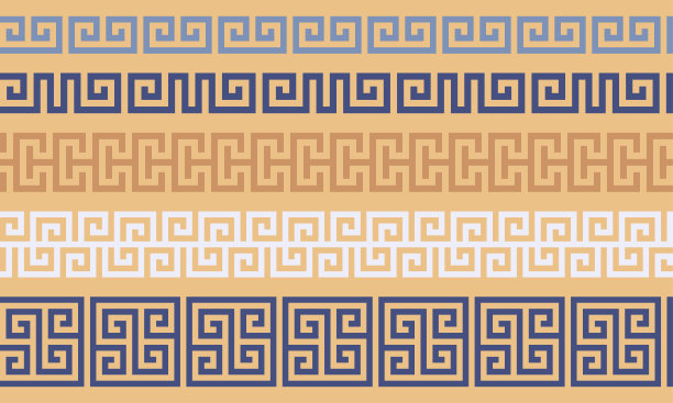 希腊关键无缝框架边框图案集合图片下载