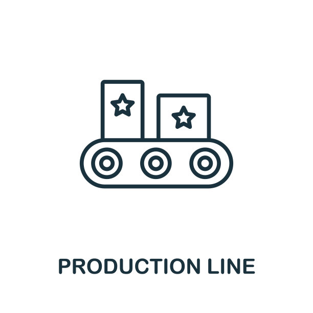 生产线图标从生产管理收集。简单的线生产线图标模板，网页设计和信息图图片下载