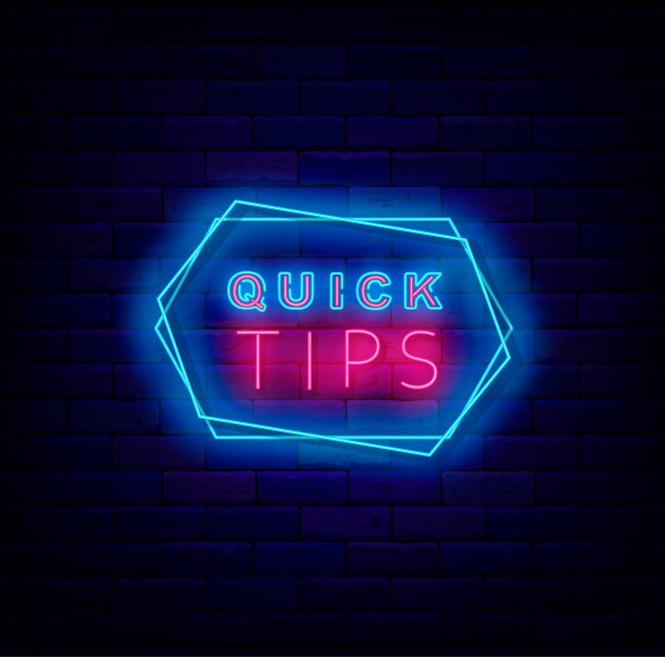 快速提示霓虹灯招牌。多边形框架。市场推广的建议。向量股票插图图片下载