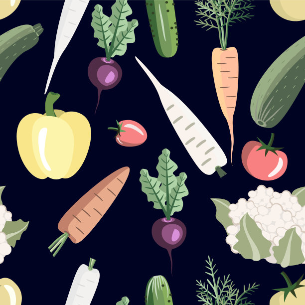 矢量-蔬菜无缝图案。图片下载