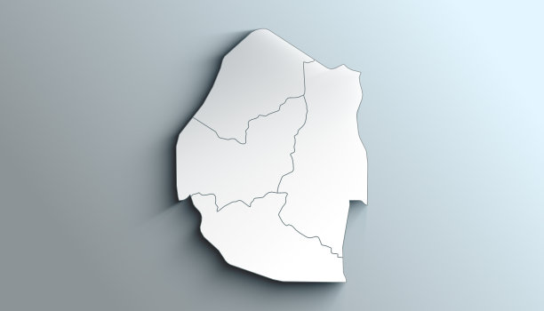 现代彩色地图的斯威士兰地区与阴影图片下载