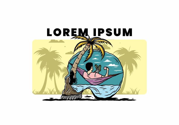 在吊床上的人头骨形状插图图片下载