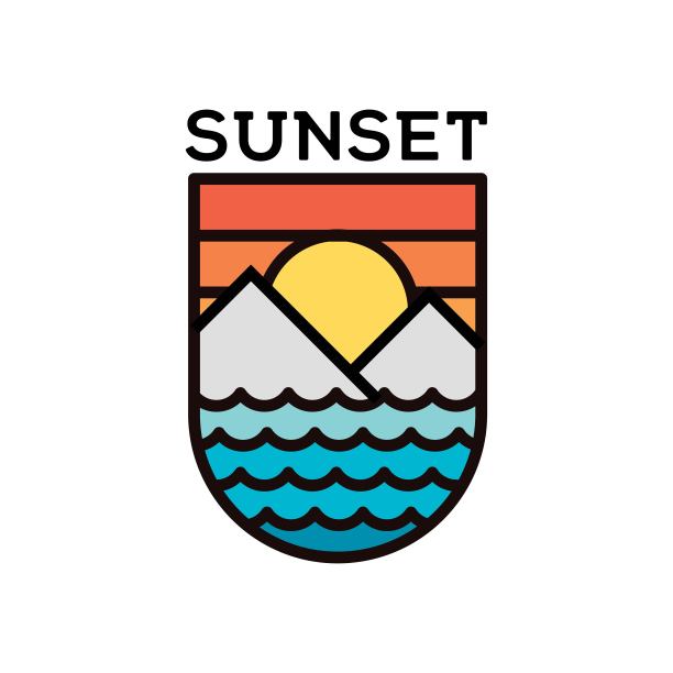 山与太阳插图标志图片下载