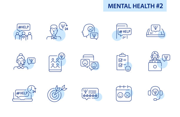 心理健康和心理治疗服务。像素完美，可编辑笔触线条艺术图标图片下载