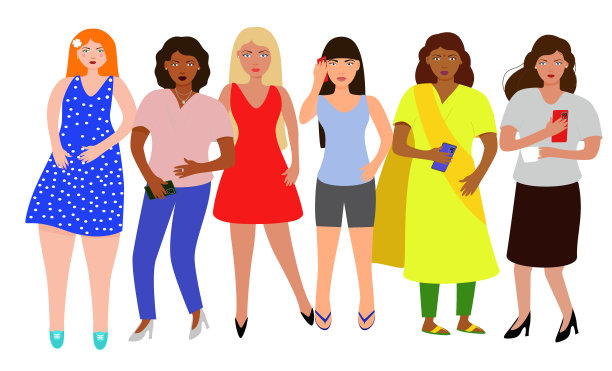 不同国籍和文化背景的女性。为妇女的平等、自由和独立而斗争。图片下载