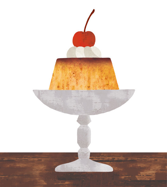 日本复古咖啡布丁水彩画图片下载