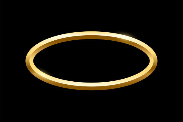 金色椭圆形框架的图片上的黑色背景。空白的空间，图片，绘画，卡片或照片。三维现实的现代模板矢量插图。简单的金色物体模型图片下载
