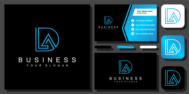 首字母LAD LAD豪华字母组合大纲简单向量标志设计与名片图片下载