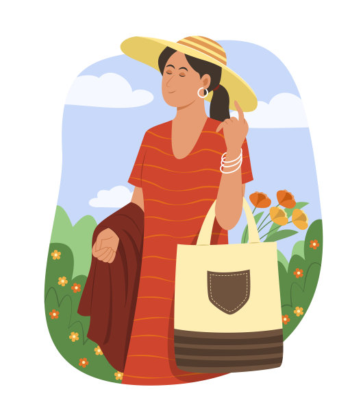 花园里的女人和享受夏天。图片下载