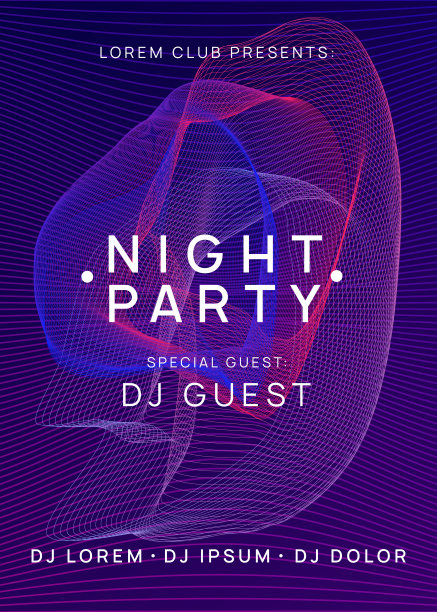 霓虹灯俱乐部传单。电子舞曲。恍惚dj。Electroni图片下载