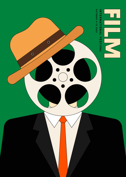 电影和电影海报设计模板背景与电影卷轴图片下载