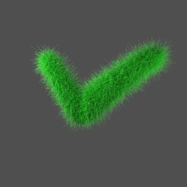 绿色的复选框，带有绿草的确认标志。3 d演示。图片下载