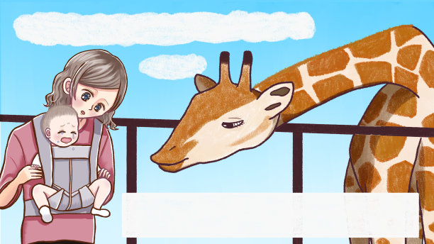 婴儿在动物园里惊讶地哭了起来。图片下载