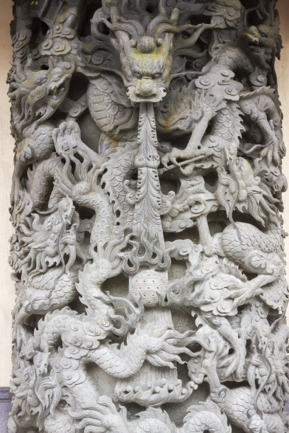 香港宝莲寺壁雕龙像。图片下载