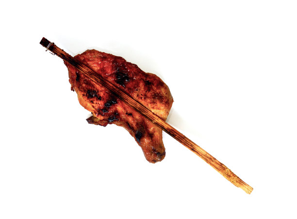 烤鸡，泰国街头小吃，孤立在白色背景，剪辑路径图片下载