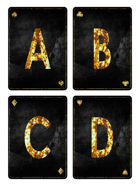 一组字母A, B, C, d。孤立在白色背景。图片下载