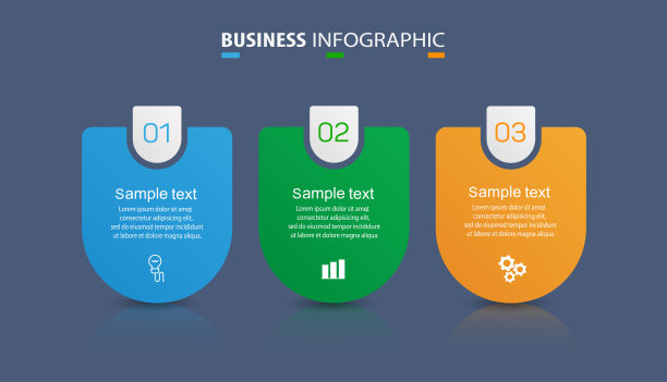 商业信息图形设计模板有3个选项，步骤或过程图片下载
