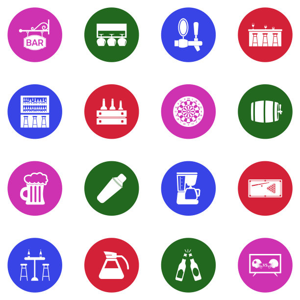 栏图标。白色平面圆形设计。矢量插图。图片下载