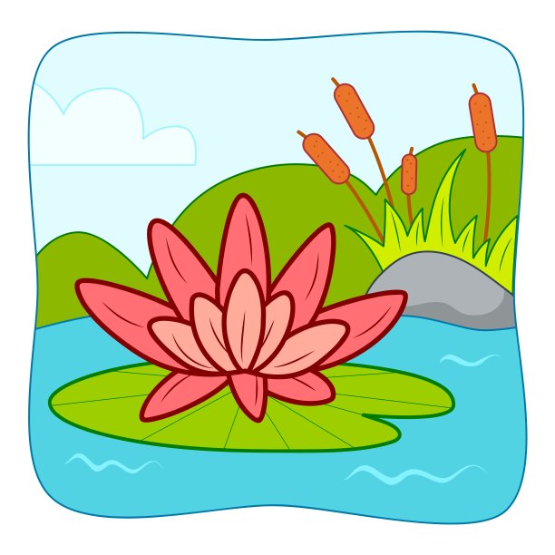 Lotus卡通可爱。荷花剪纸艺术向量。自然背景图片下载