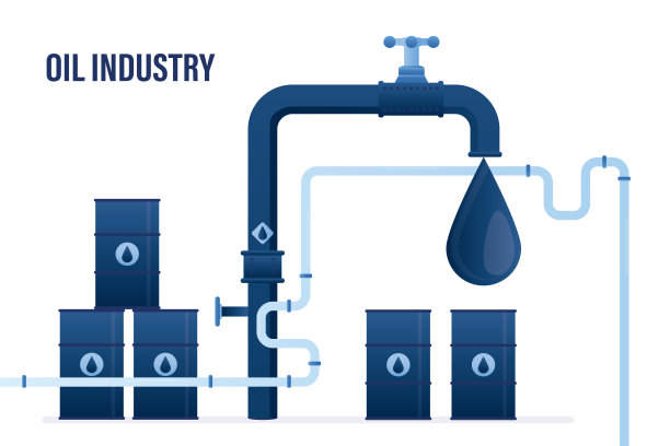 石油产品的开采和运输一滴石油落入金属桶图片下载