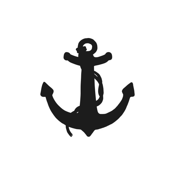 带缆锚的轮廓。矢量黑白涂鸦素描孤立的插图。图片下载