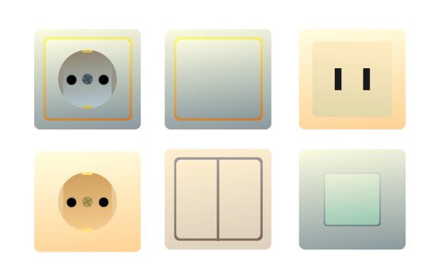 套接字，开关。家用电器网络。电工工作的备件。孤立在白色背景。向量图片下载
