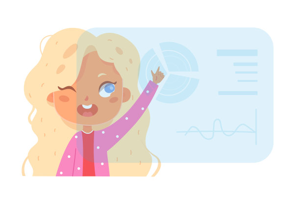 未来研究数字全息图与数据由聪明的女学生做分析图片下载