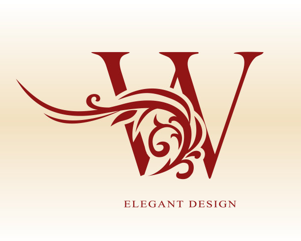 优雅的字母W.花卉图案。精制线。复古艺术标志模板。创意设计。徽章的名片，徽章，标签，精品品牌，酒店，餐厅，纹章。矢量图图片下载