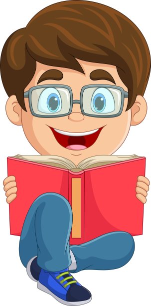 卡通小男孩坐着看书图片下载